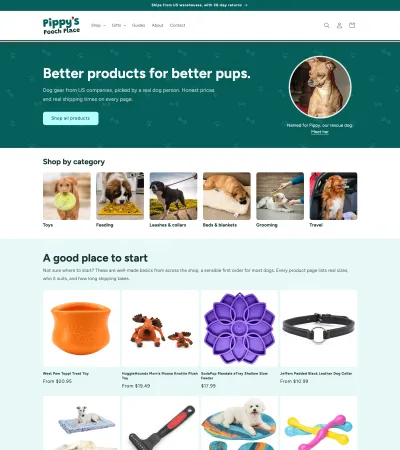 Pippy's Pooch Place website screenshot