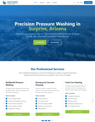 Surprise Precision Pressure Washing website screenshot