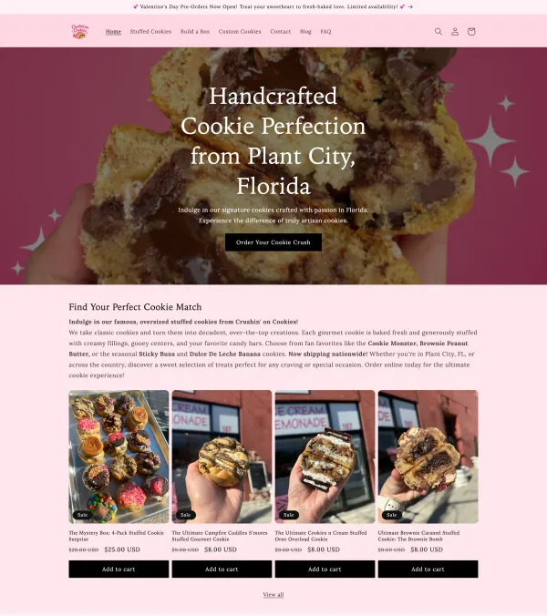 Crushin' on Cookies website screenshot